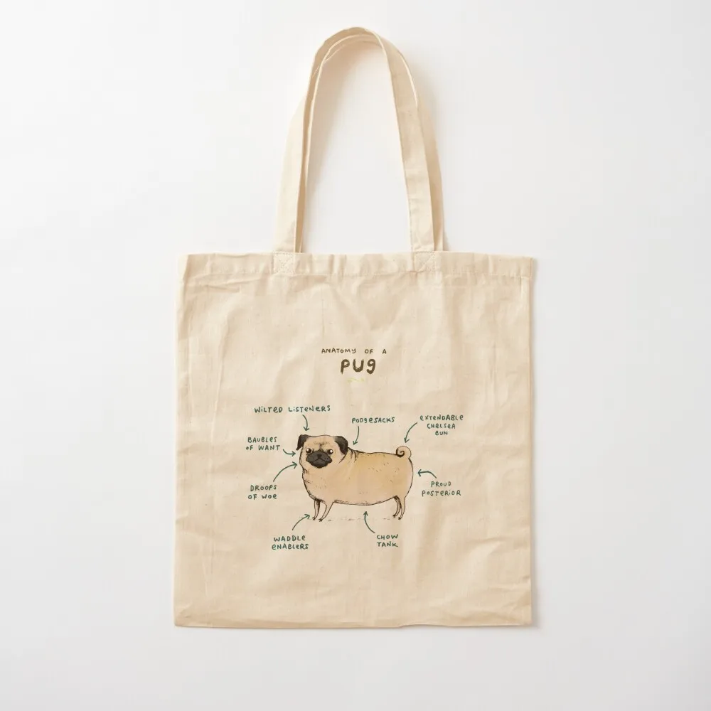 Anatomy of a Pug Tote Bag Lady bags shopping trolley bag Canvas Tote Bag