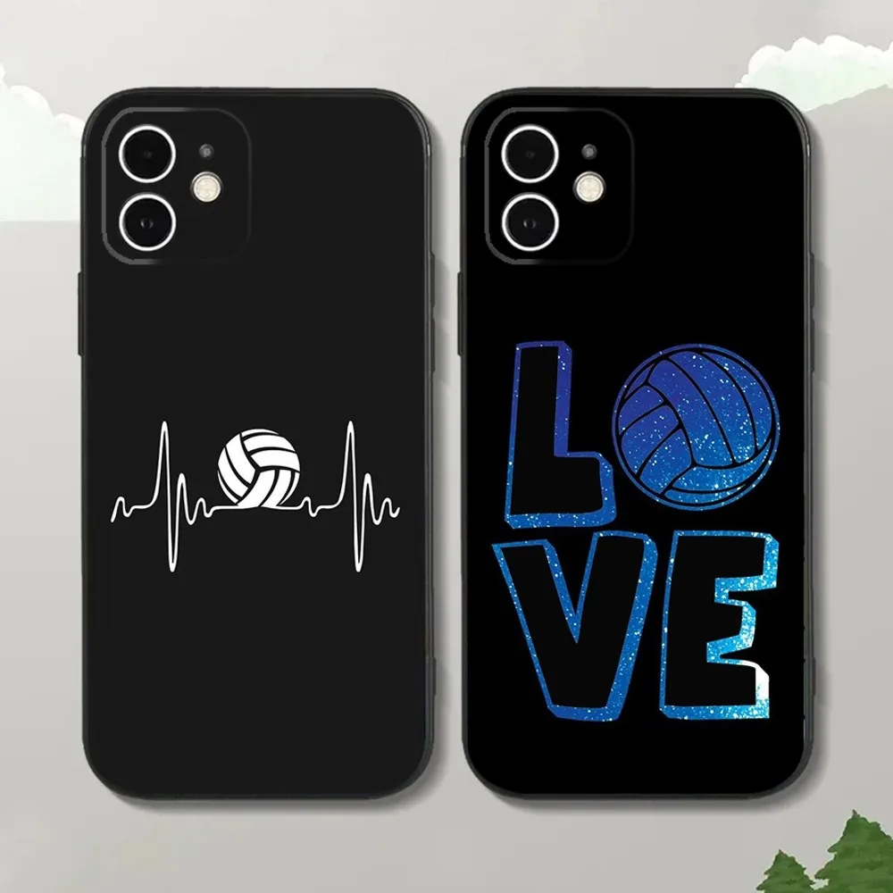 

Sport Beach Volleyball Phone Case For iPhone16,15,14,13,12 Mini 11 Pro XR,X,XS,MAX 7,8 Plus Silicone Cover Soft Black