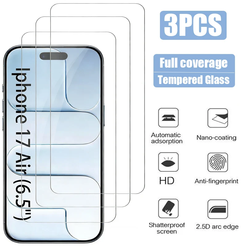 

Комплект из 3 защитных стекол Full Tempered Glass для iPhone 14, 15, 16, 17 Pro Max, Plus, 13 Mini, 16E, 17E, а также для iPhone 13, 12, 11 Pro Max