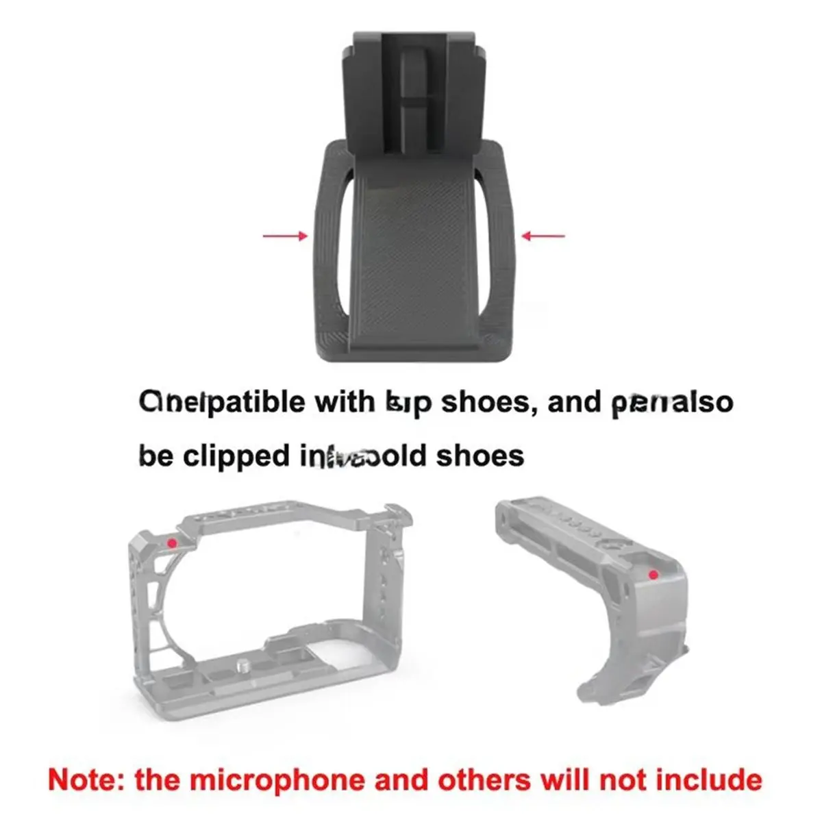 2026 New Back Clip Fixing Base Hot/Cold Shoe Adapter Plate for MIC Wireless Microphone Cold Hot Shoe Plate