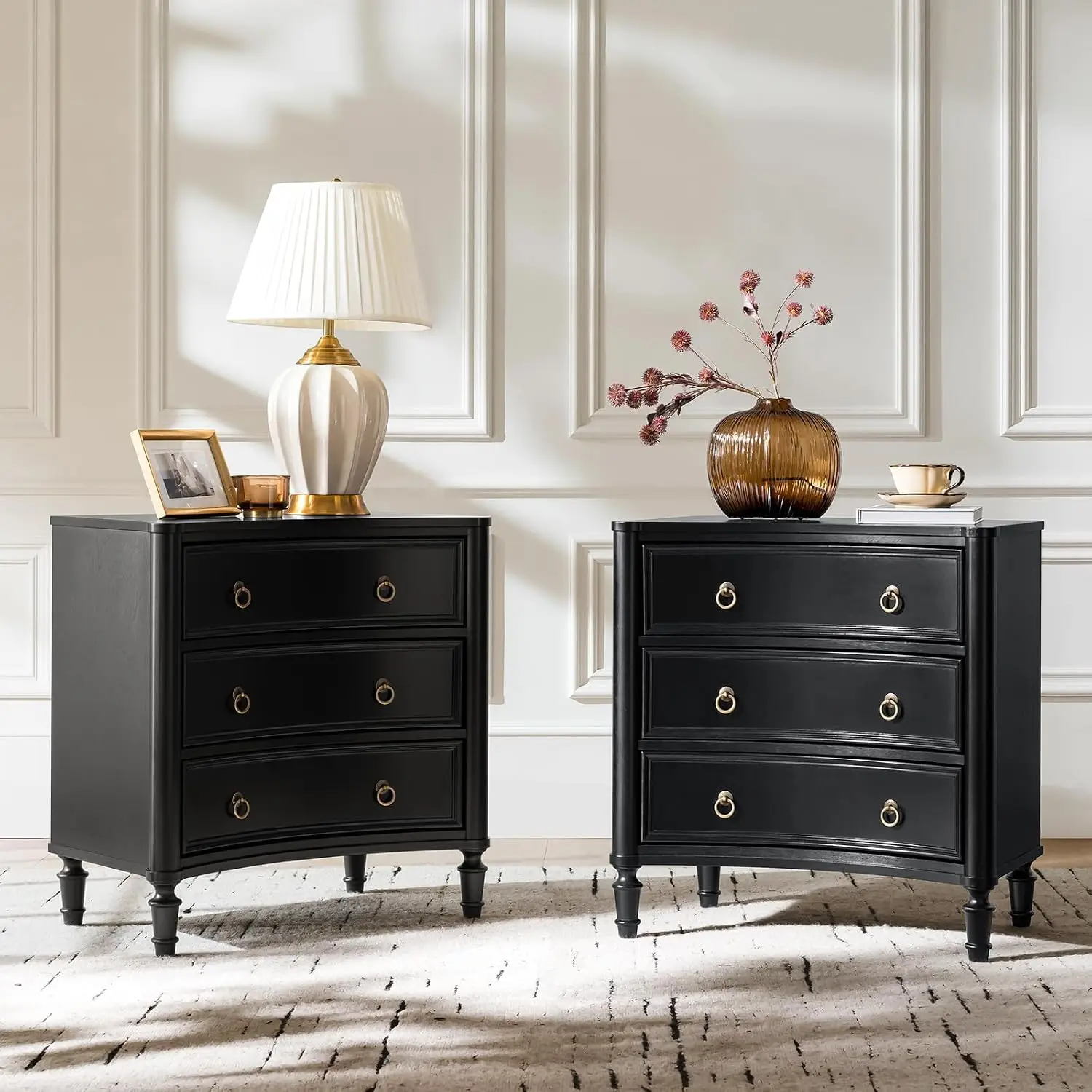 3-Drawer End Table Set 2 with Charging Station, 26