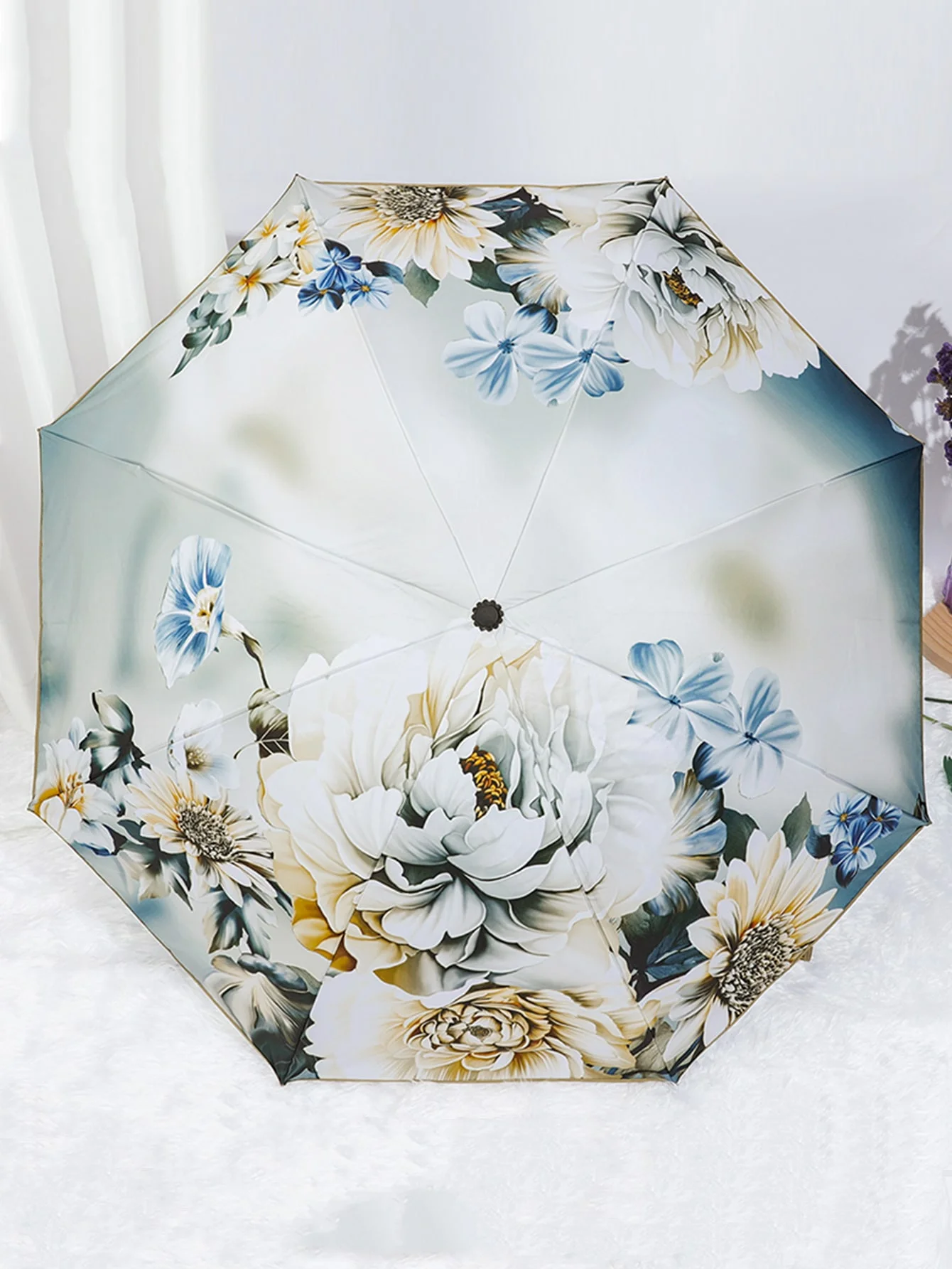 Fashion Flower Umbrella Windproof anti-UV Protection 5Folding Umbrella Portable Travel Rain Women Umbrella Pocket Kids Umbrella