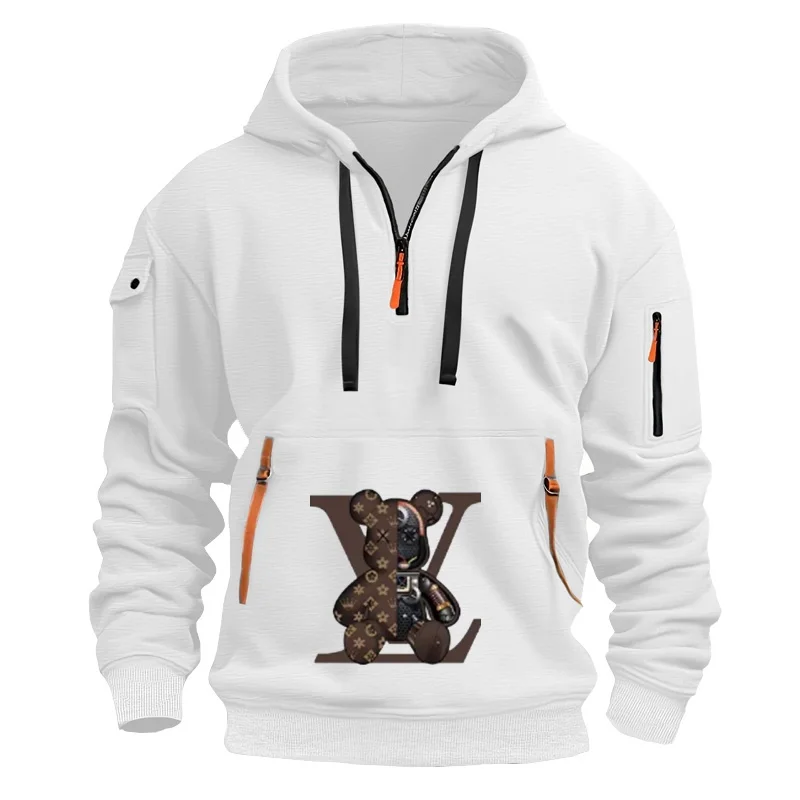 

2025 Multi-pocket zipper hooded casual shirt, men's and women's oversized loose pullover, fashionable sportswear top