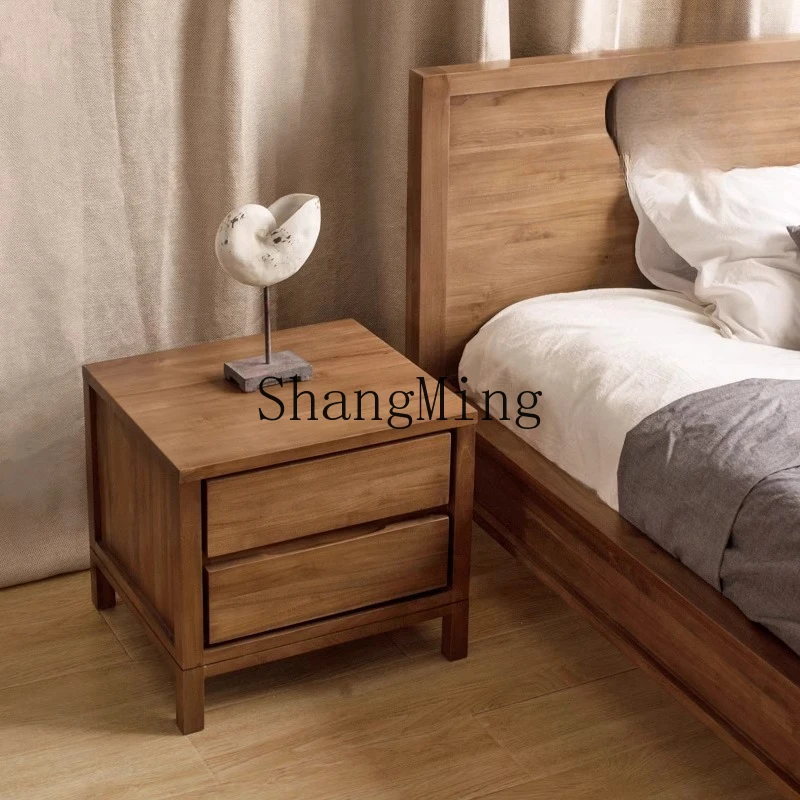 

ZYY household teak furniture pure solid wood bedside table bedroom antique small storage cabinet