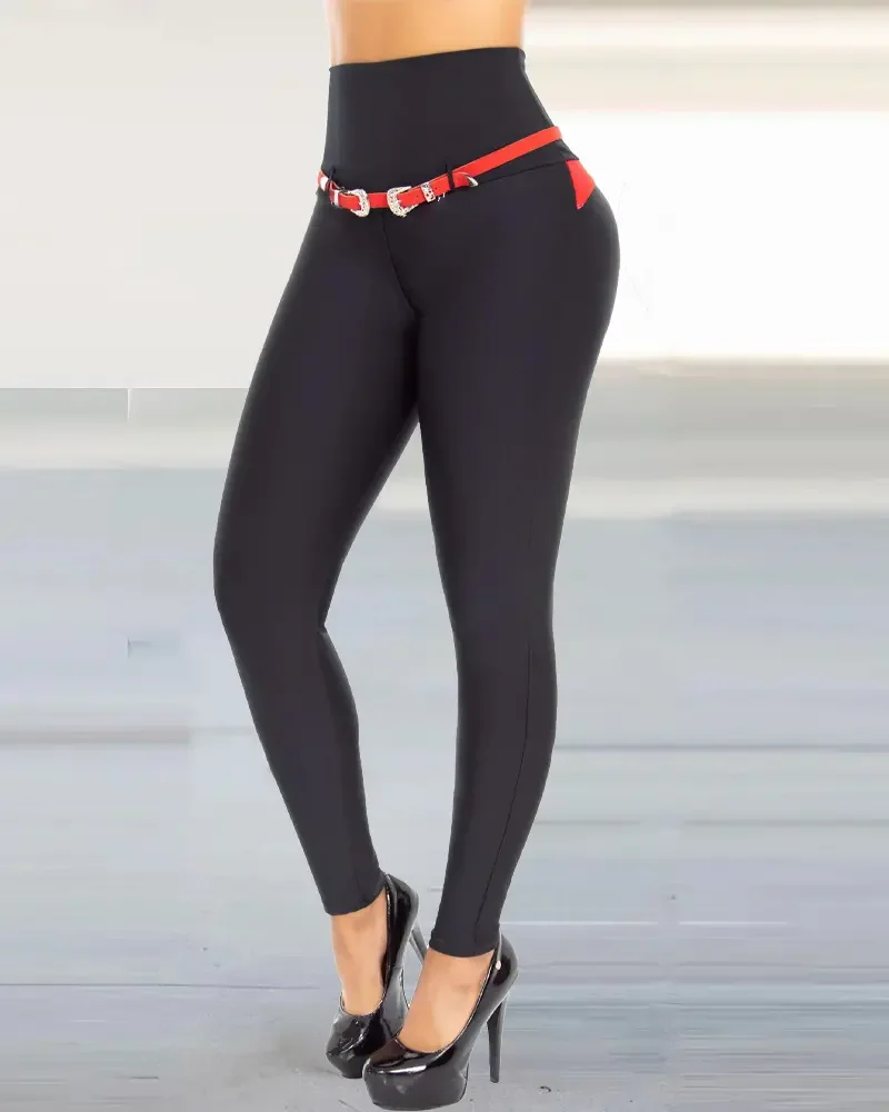Calças Lápis Femininas Leggings Justas Moda Cintura Alta Levanta o Bumbum Calças Longas Casuais para Esportes Yoga Dança Estilo Gótico Outono