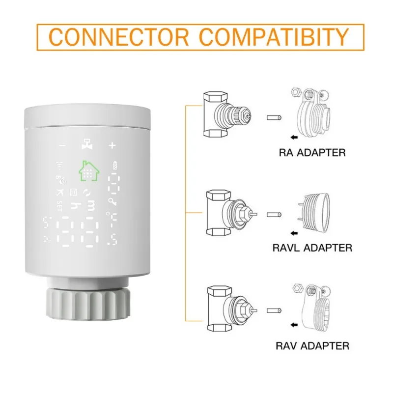ZEXEF Zigbee Smart Radiator Valve Programmable Thermostatic Radiator Home Temperature Controller Alexa Google Home Voice Control