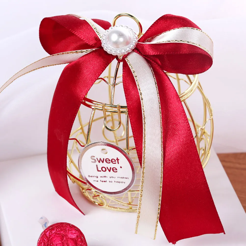 

12pcs Bird Cage Candy Box Wedding Favor Gift Treat Container Golden Party Baby Shower Tinplate Holder for Birthday Home Decor