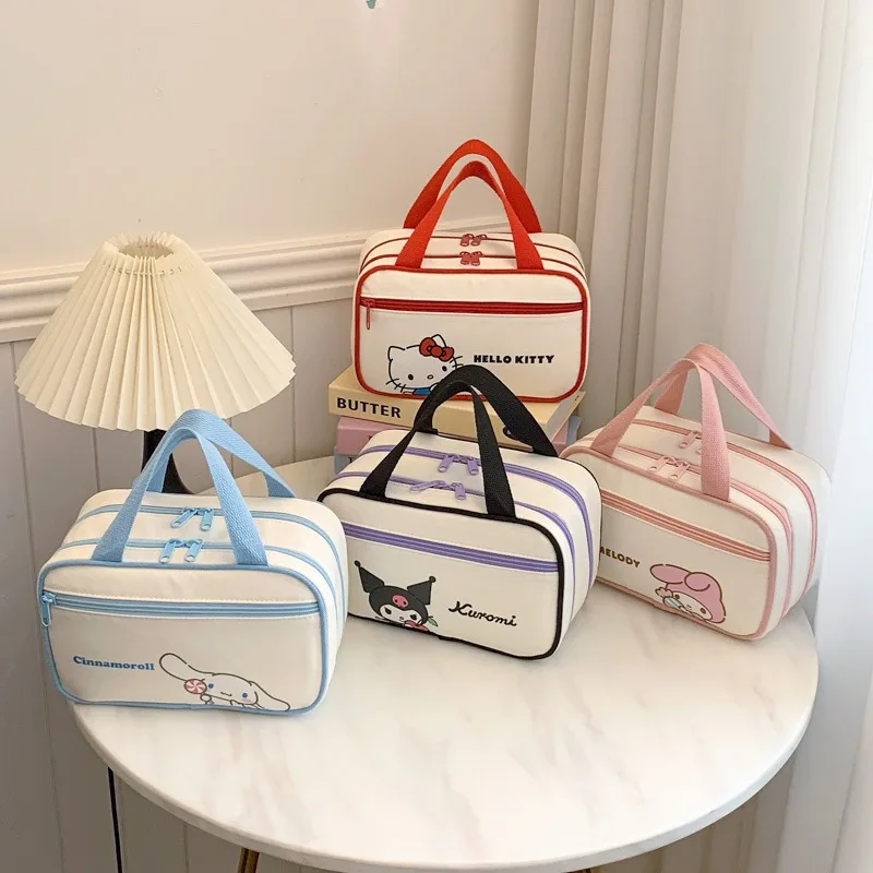 

Kawaii Hello Kitty Makeup Bag Cute Cartoon Handheld Multi Functional Large Capacity Storage Bag Travel Women Products Wholesale