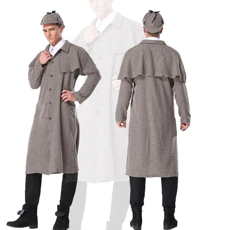 ชุดคอสเพลย์เออร์โล โฮล์มส์ สำหรับผู้ชาย ชุดนักสืบเออร์โล บริติ ลายสก็อต ชุดแสดงบนเวที ชุดทักซิโด้แบบจั๊มสูท