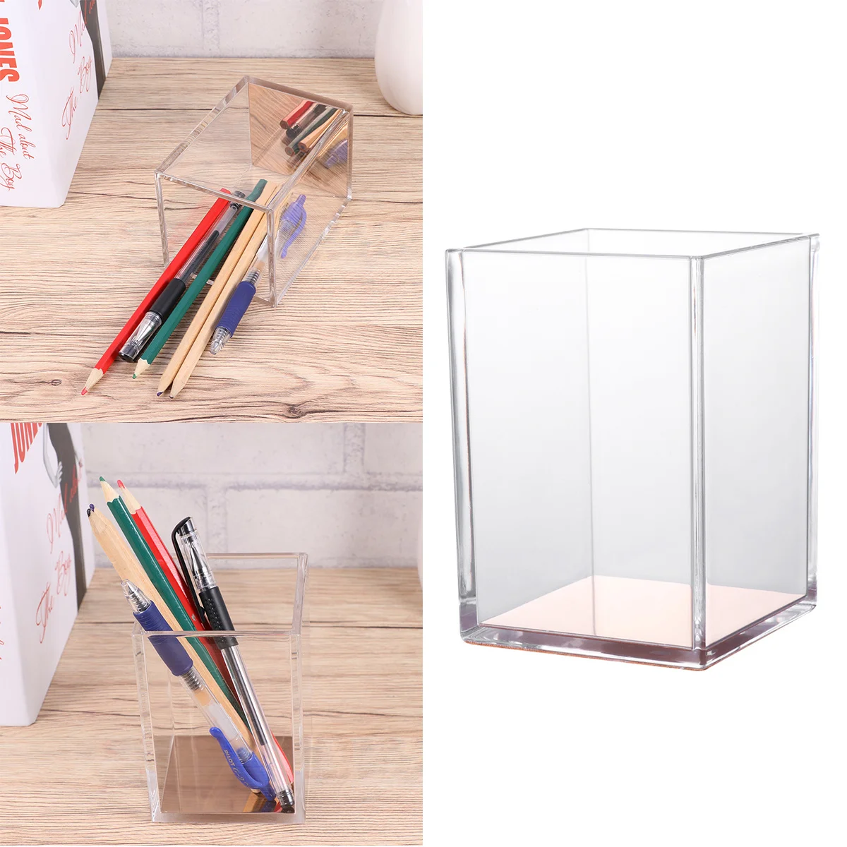 حاوية أقلام أكريليك حامل أقلام رصاص شفاف لتنظيم المكتب والقرطاسية وتخزين الهدايا للطلاب والمعلمين