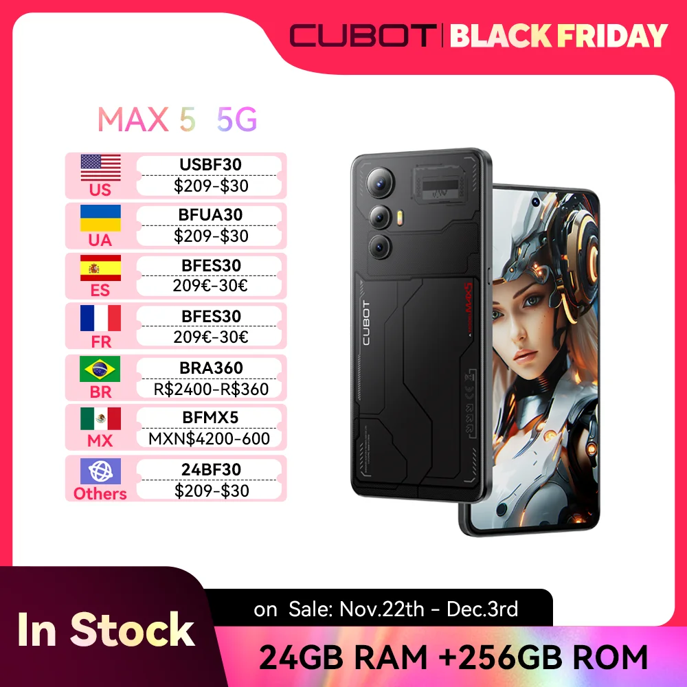 안드로이드 스마트폰 5G CUBOT MAX 5, Dimensity 8200 4nm, 6.95인치 144Hz 대화면, 24GB RAM(12GB+12GB), 256GB ROM, 게이밍 폰, 100MP 카메라, LiquidCool 기술, 5g스마트폰, smartphone android 14, 5100mAh 배터리, NFC, WiFi 6, 장바구니에 추가 