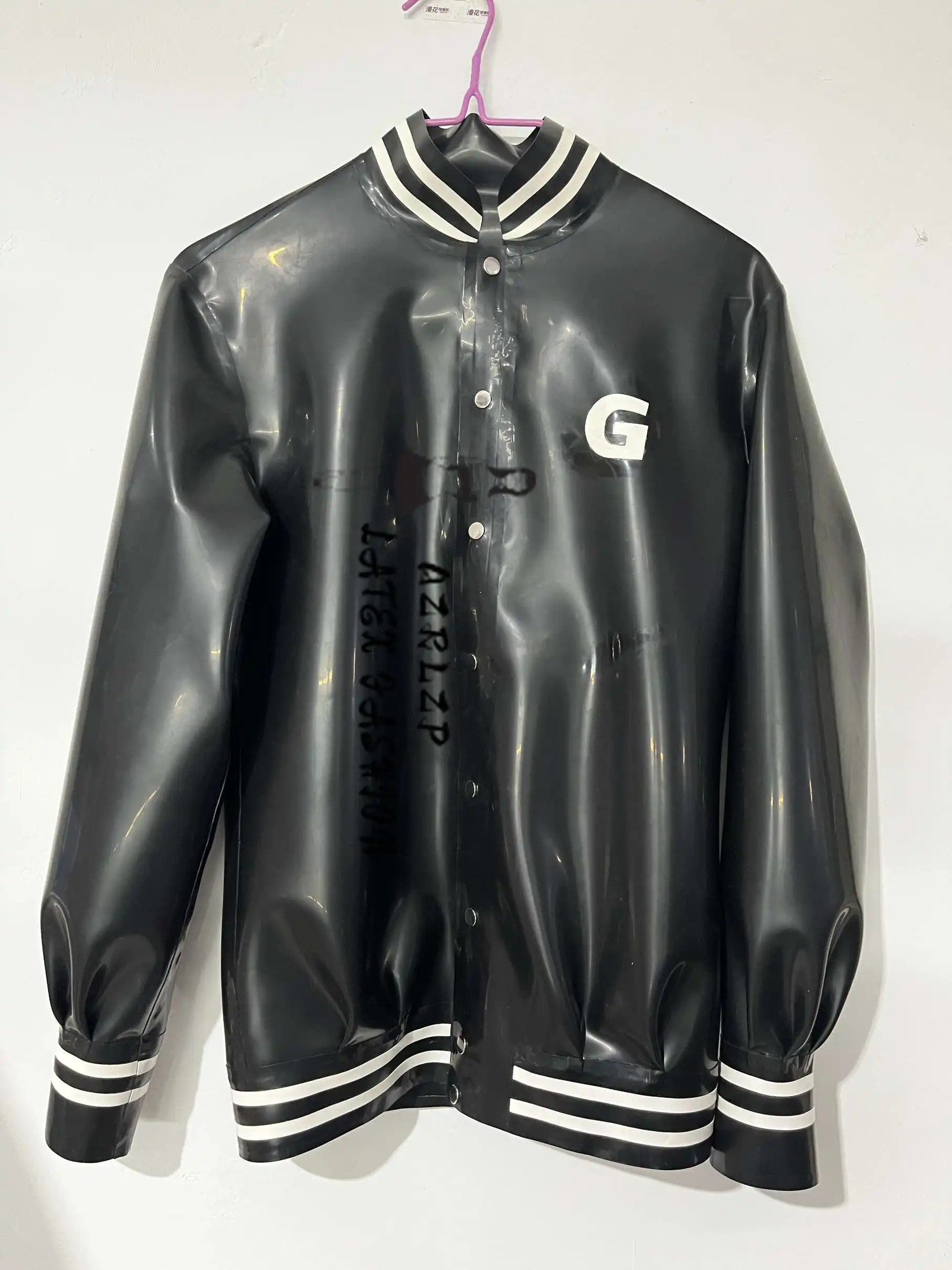 

Unisex Latex Jacket/baseball Uniform; Rubber Top Thickness Optional.