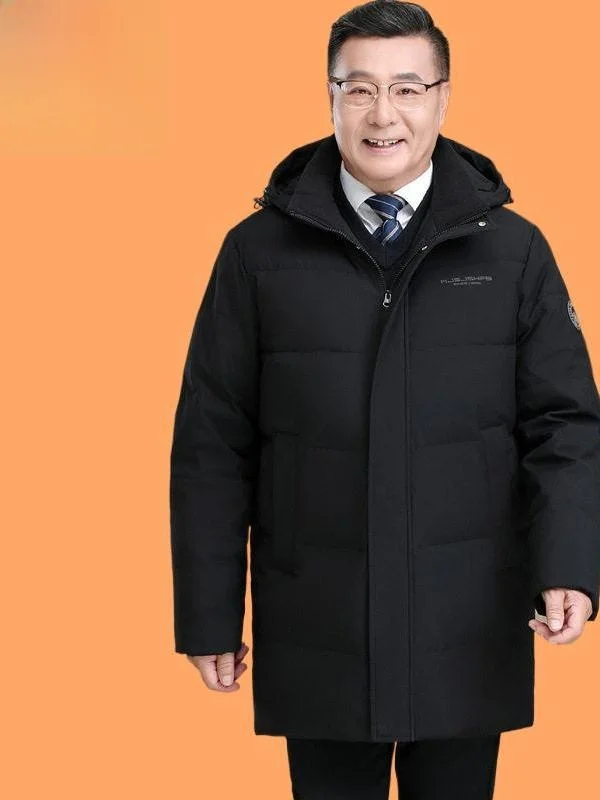 

Men's down Jacket Anti-Wind Hooded Thickened Extreme Cold Winter Outerwear for Middle-Aged And Elderly Grandpa Style Dad Clothes
