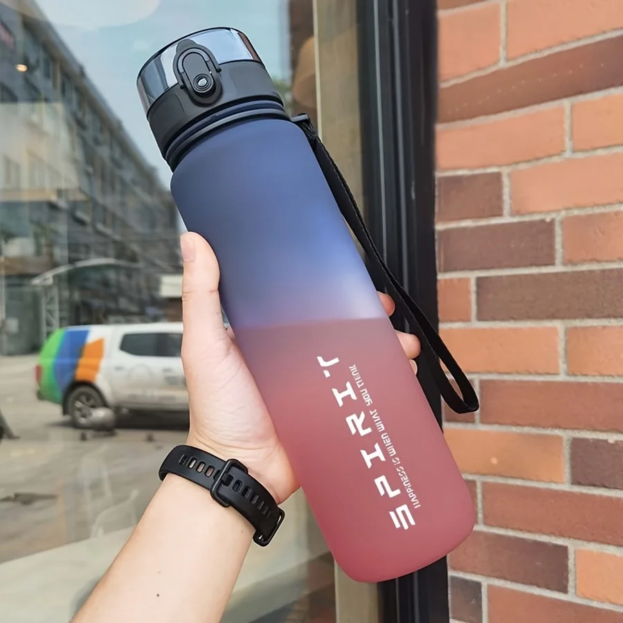 1L Portable Sports Water Bottle Gradient Color Plastic Drinking Bottle For Men And Women Perfect For Outdoor Travel Office Jugs image 3