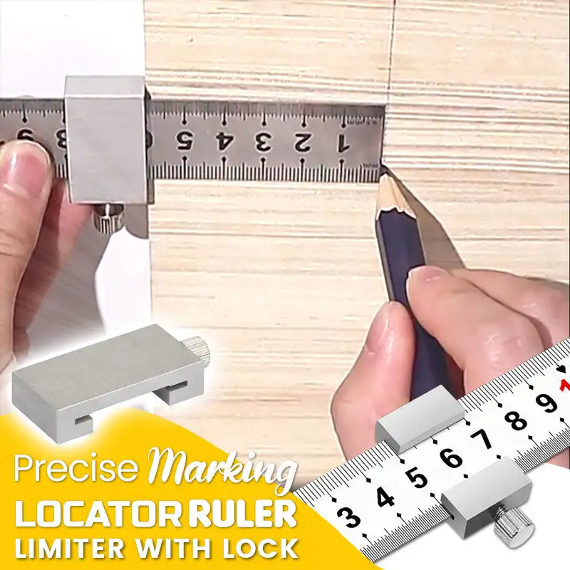 Mintiml® Precise Marking Locator Ruler Limiter with Lock Metal Measuring Tape Clip Holder Tape Measure Locator for Woodworking