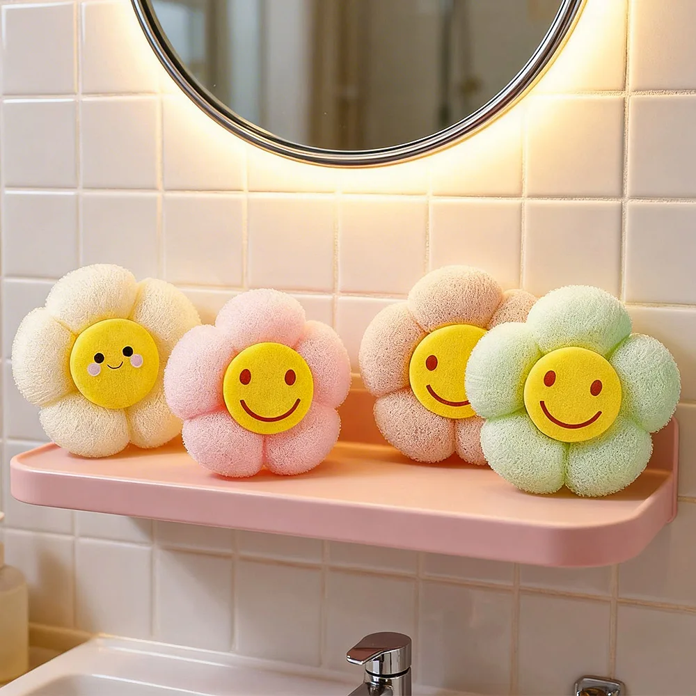 4 bombas de baño con forma de cara sonriente y flor, accesorios de baño bonitos y hermosos, adecuados para ducharse, bañarse y como regalo.