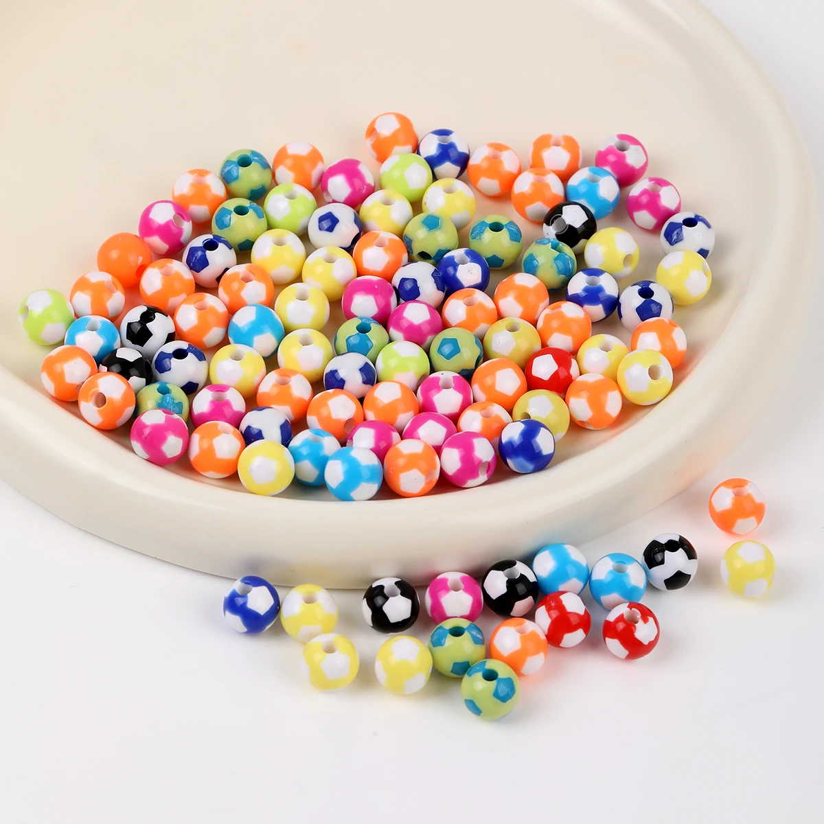 

100/Pack Color Football Two-Tone Round Beads Scattered Beads DIY Handmade Bracelet Necklace Ornaments Beaded Material Accessorie