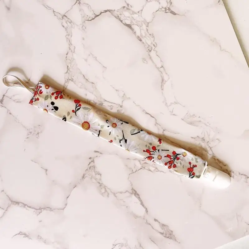 

E06F Floral Print Baby Pacifier Chain Anti-drop Baby Teething Toy Dummy Nipple Strap
