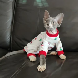 Christmas Costumes for Cat Fleece Sweatshirt for Sphynx Cat Winter Autumn Warm Long Sleeves Coat for Devon Rex Kittens Clothing