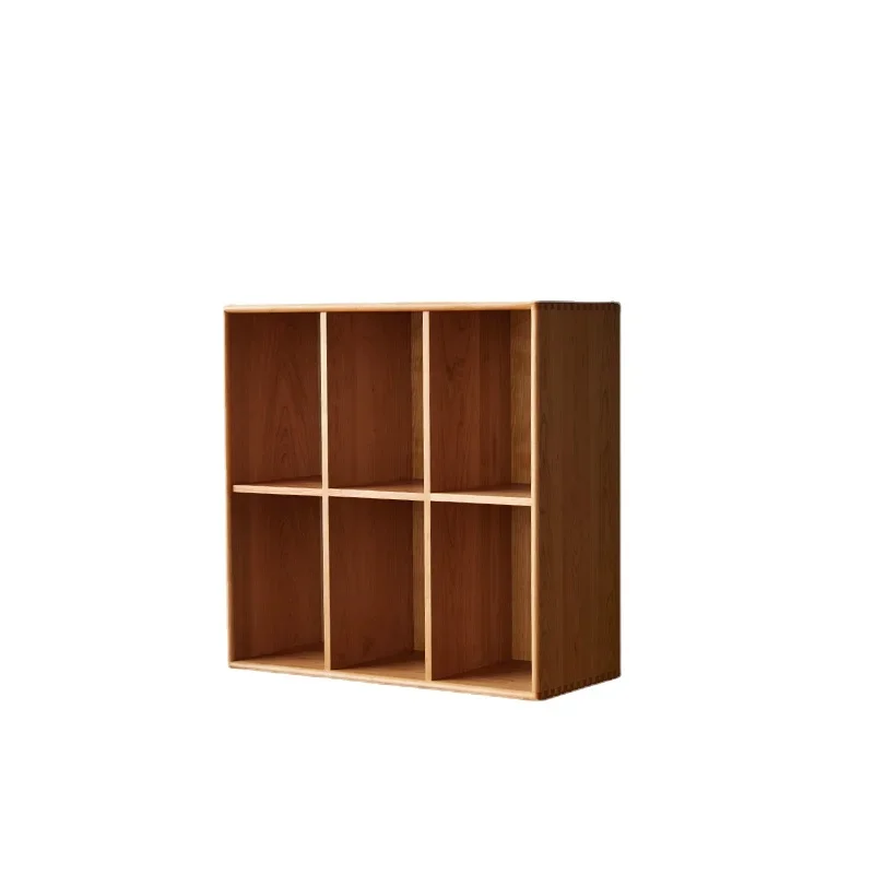 

Wyj Solid Wood Grid Cabinet Combination Floor Low Bookcase Storage Vintage Cherrywood Display Cabinet Bookshelf