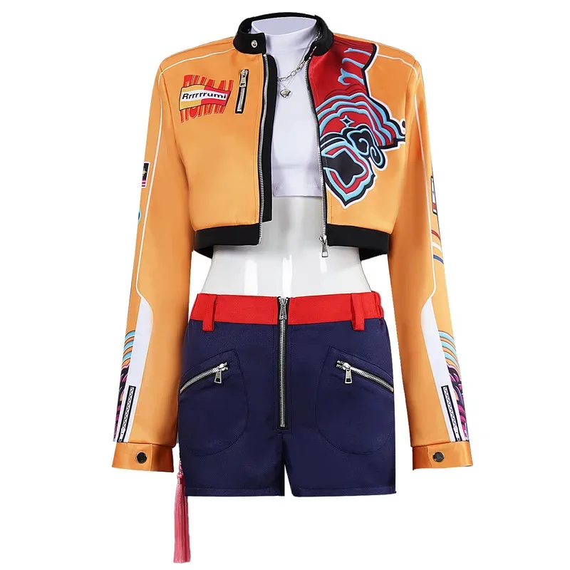 CyK-Pop Mira Rumi Zoey 악마 사냥꾼 코스프레 의상 가발 여성용 의류 소녀 그룹 아이돌 롤 플레잉 복장 할로윈 카니발 Su