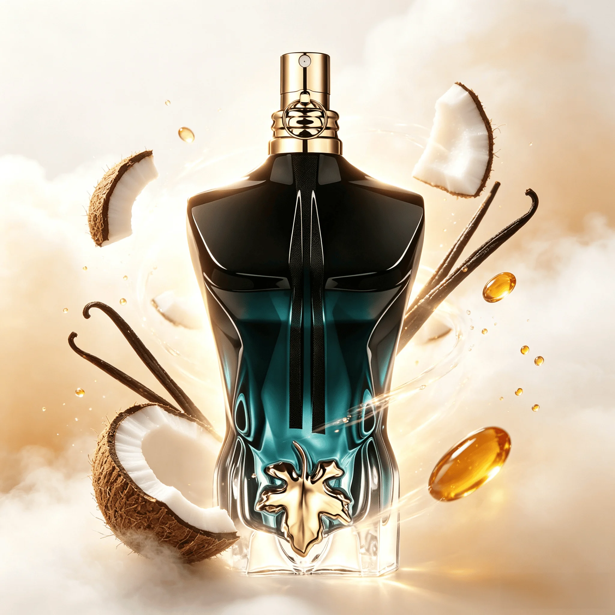 Jean Paul Gaultier Le Beau Le Parfum Intense für Männer, langanhaltendes, holziges Amber-Herrenparfüm, Eau de Parfum, Kokosnussholz, Tonkabohne & Sandelholz – Designer-Duft-Reisespray