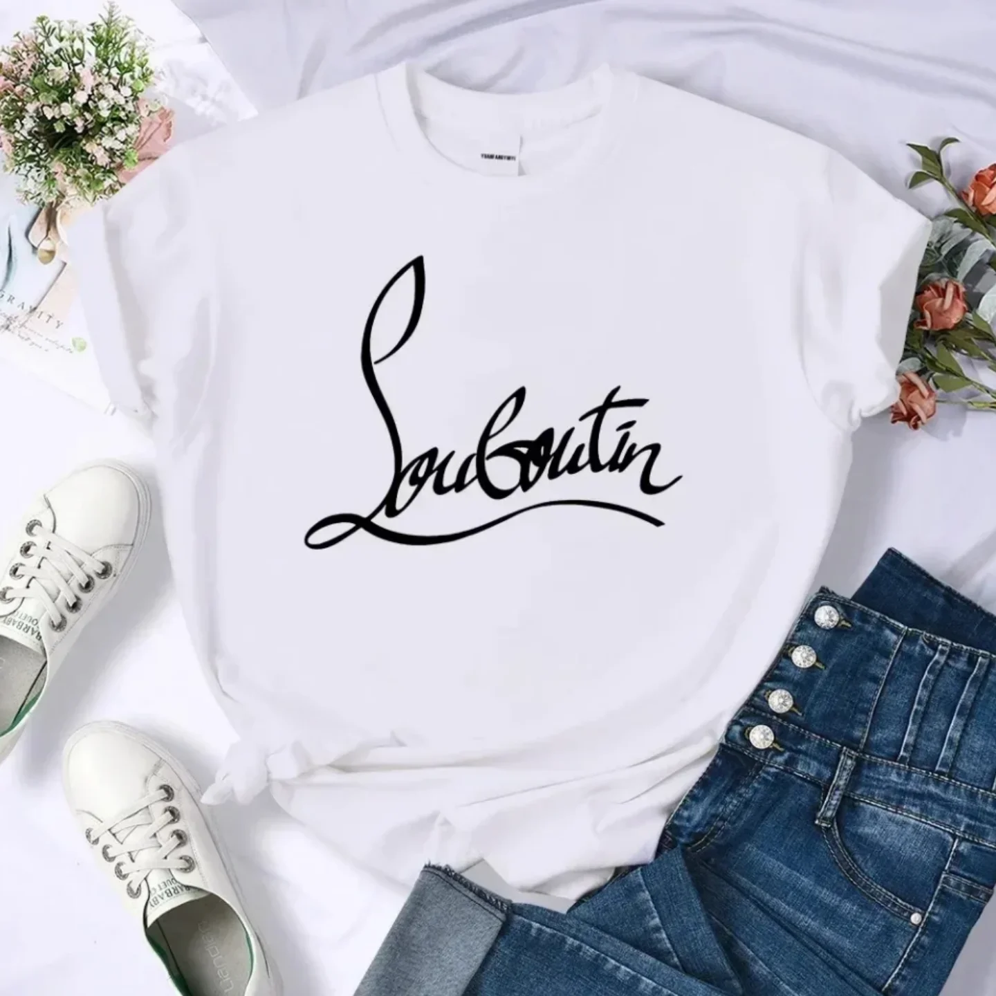 2024 Korean Kpop Love Rushed Fashion Clothing Women Lady Female Crew Neck Tops T-shirt Summer Pure  Loose Clothes y2k Clothing