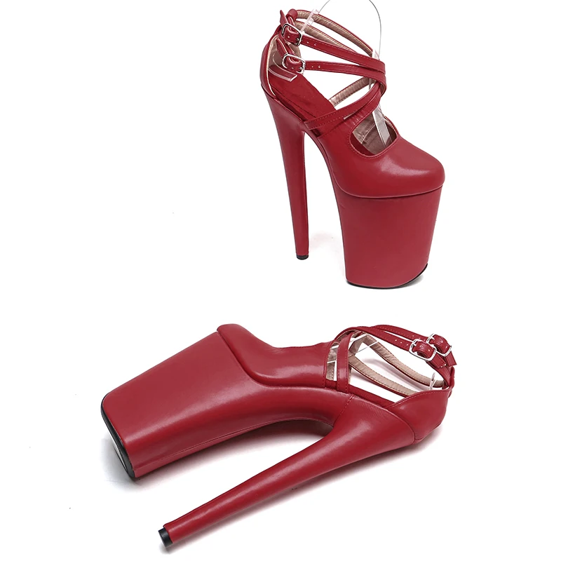 Leecabe 23CM / 9inches  Matte PU Upper  Trend fashion closed toe Platform High Heels Sandals stripper heel Pole Dance shoes