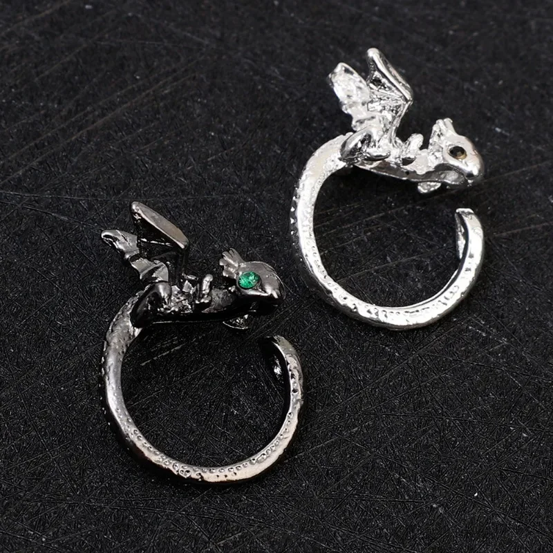 Bagues Dragon Animal en Alliage Noir Ajustable pour Femme et Homme, Simple, 03/Shopping, Cadeaux de ix, Accessoires de Bijoux à la Mode