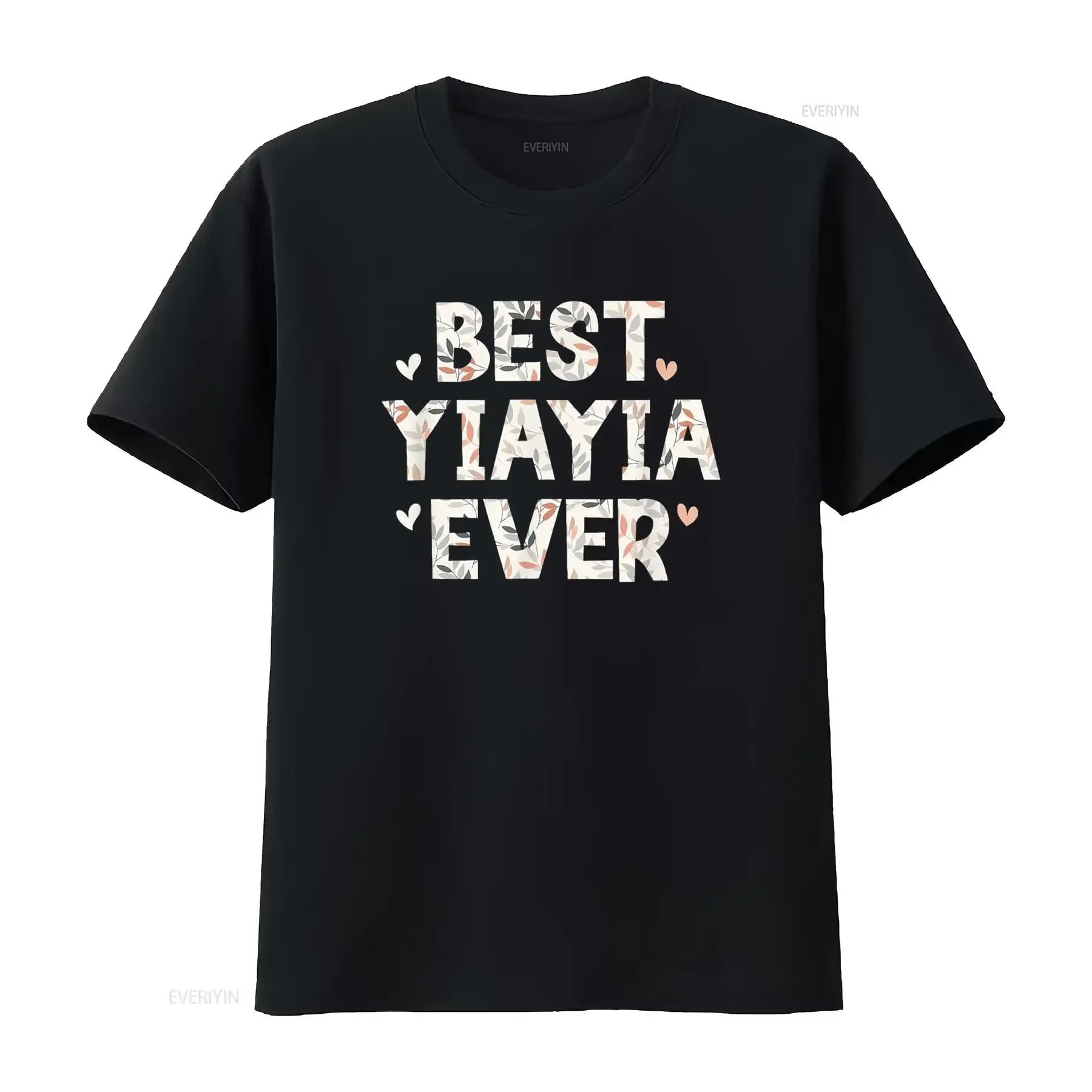 La mejor camiseta YiaYia Ever Floral Family Love Hearts Yia, ropa de calle vintage lavada, transpirable y elegante, gráfico estirado para hombre