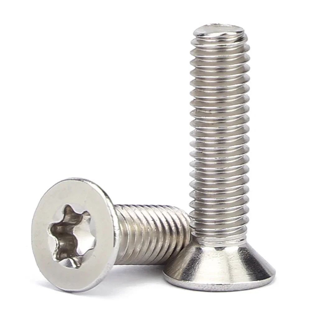 10pcs M1.4 M1.6 M2 M2.5 M3 M4 M5 M6 M8 GB2673 304 A2-70 Stainless Steel Six Lobe Torx Flat Countersunk Head Screw Bolt