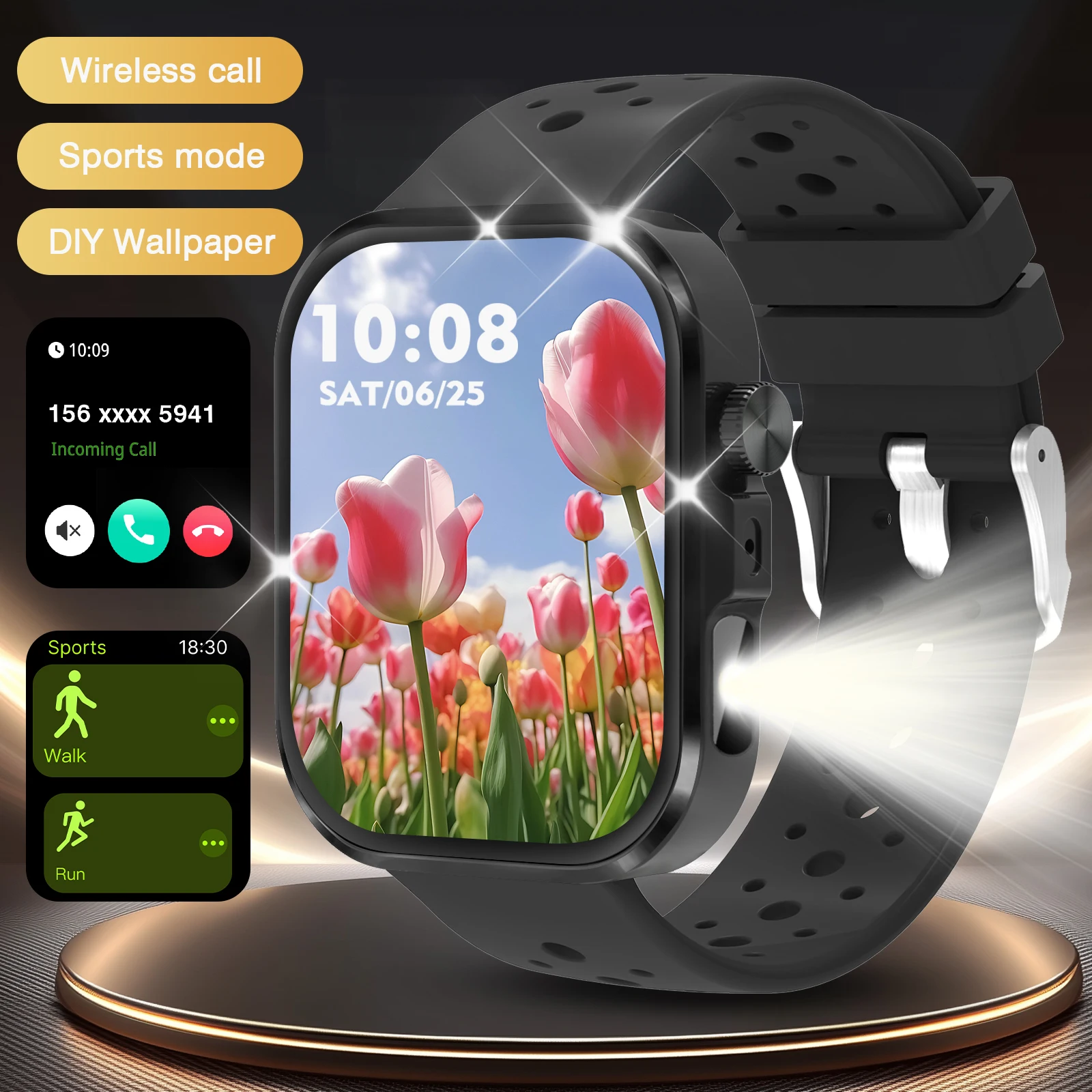 New Smart Watch, Wireless Calling, Music Control,Sleep Monitor, Alarm, Multiple Watch Faces, Suitable for IPhone & Android, It Is A Perfect Gift.