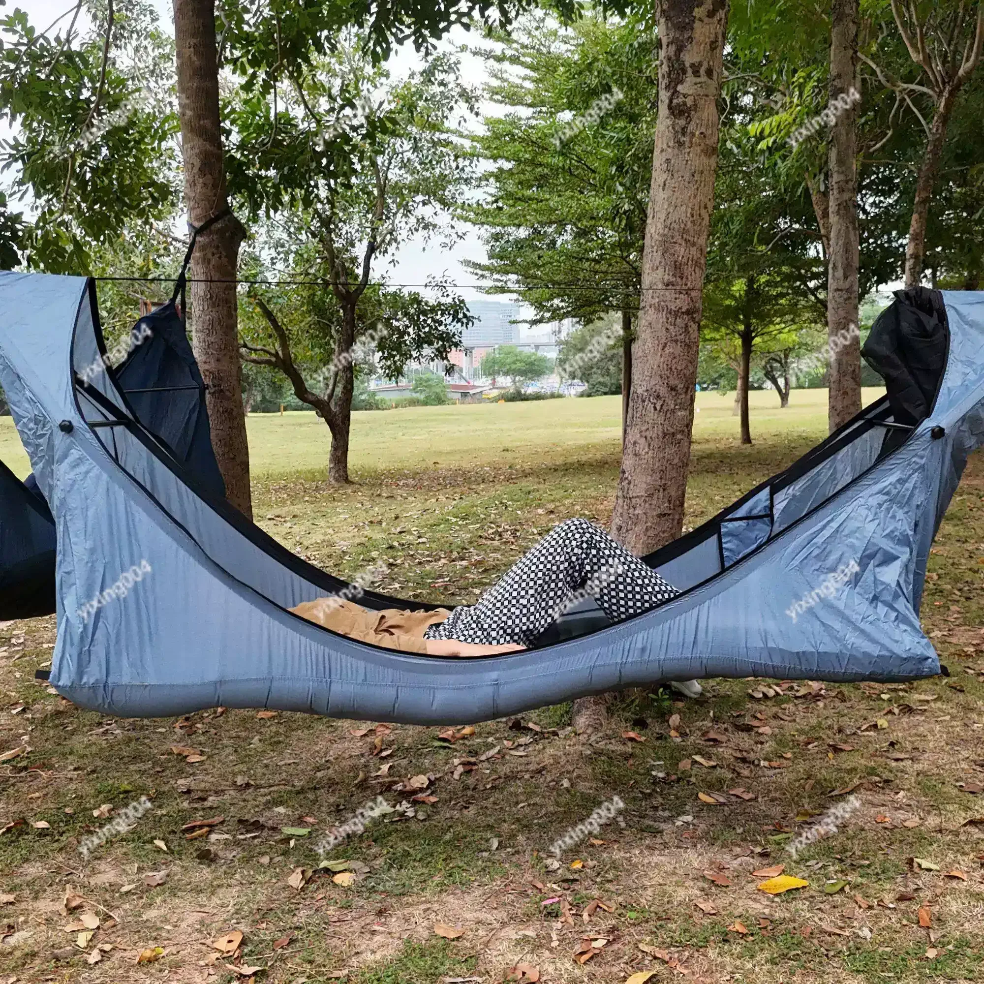 Multifunctional Hammock with Mattress, Mosquito Net & Awning Waterproof for Camping Garden & Indoor Use