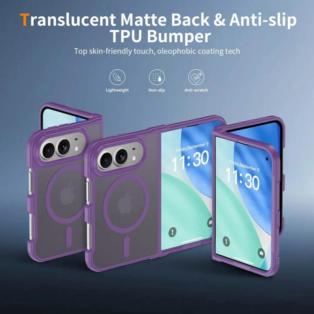 Slim Matte Translucent For Magsafe Case For iPhone Duo duo DUO Fold Wireless Charging Shockproof Back Front PC Hard Cover