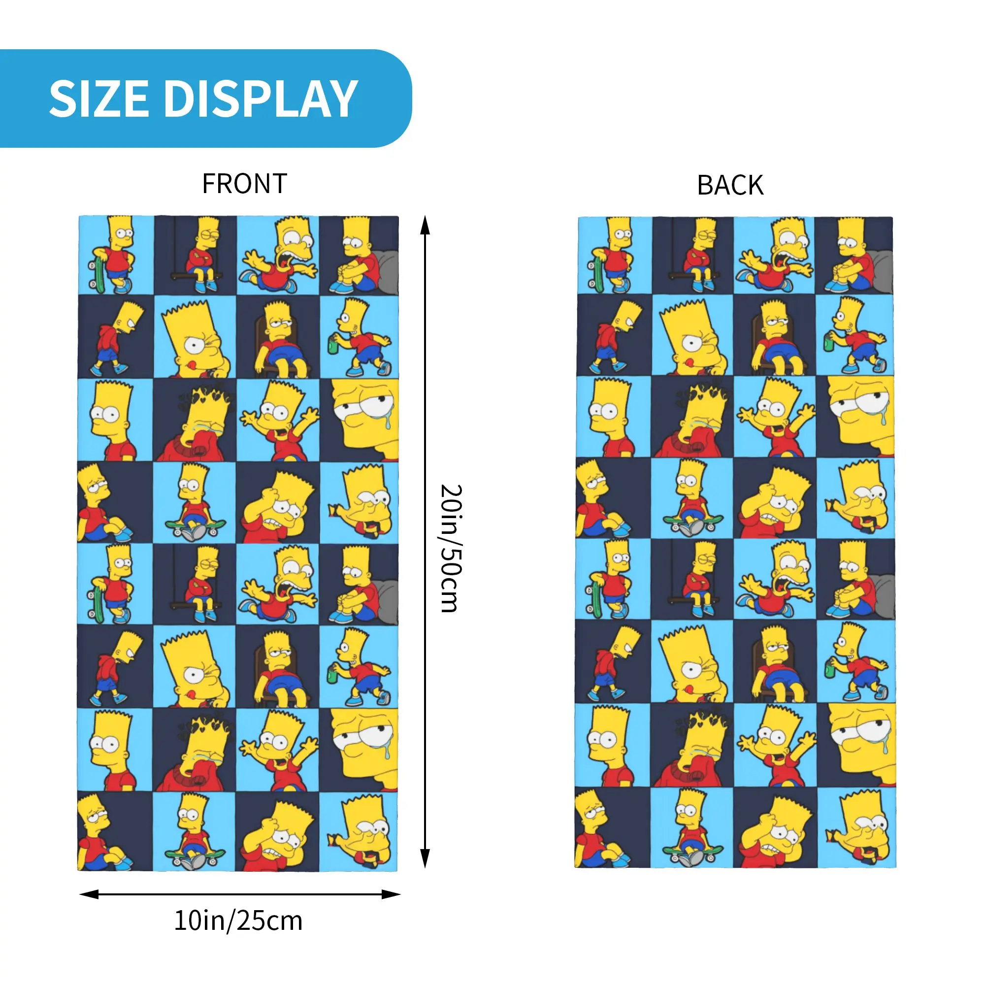Custom S-Simpsones-Anime Mood Bandana Winter Neck Warmer Men Windproof Wrap Face Scarf for Hiking Happy To Sad Gaiter Headband