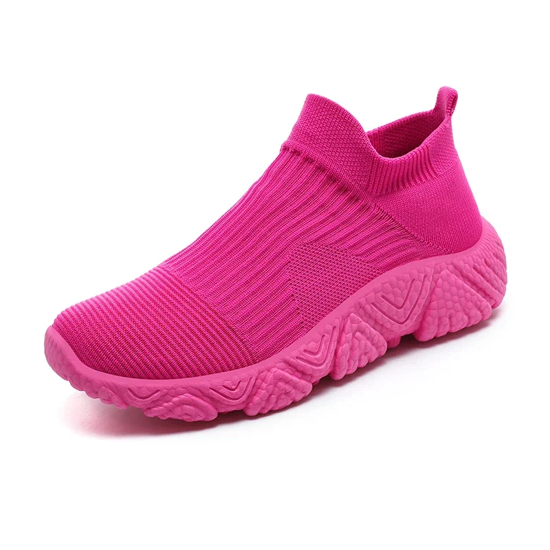 Outdoor Sneakers Low Top Casual Shoes Breathable Sock Shoes Mesh Women Men Running Shoes Slip on Solid Color Plus Size 36-44