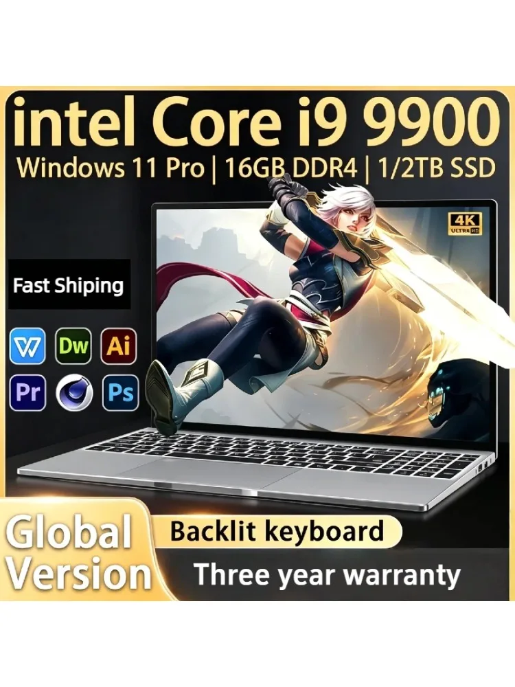 14,1-Zoll-Gaming-Laptop Intel Core i9-9900 32GB RAM Bis zu 2TB SSD Windows 11 Pro Ultra Slim Notebook-Computer für Büro und Studium.