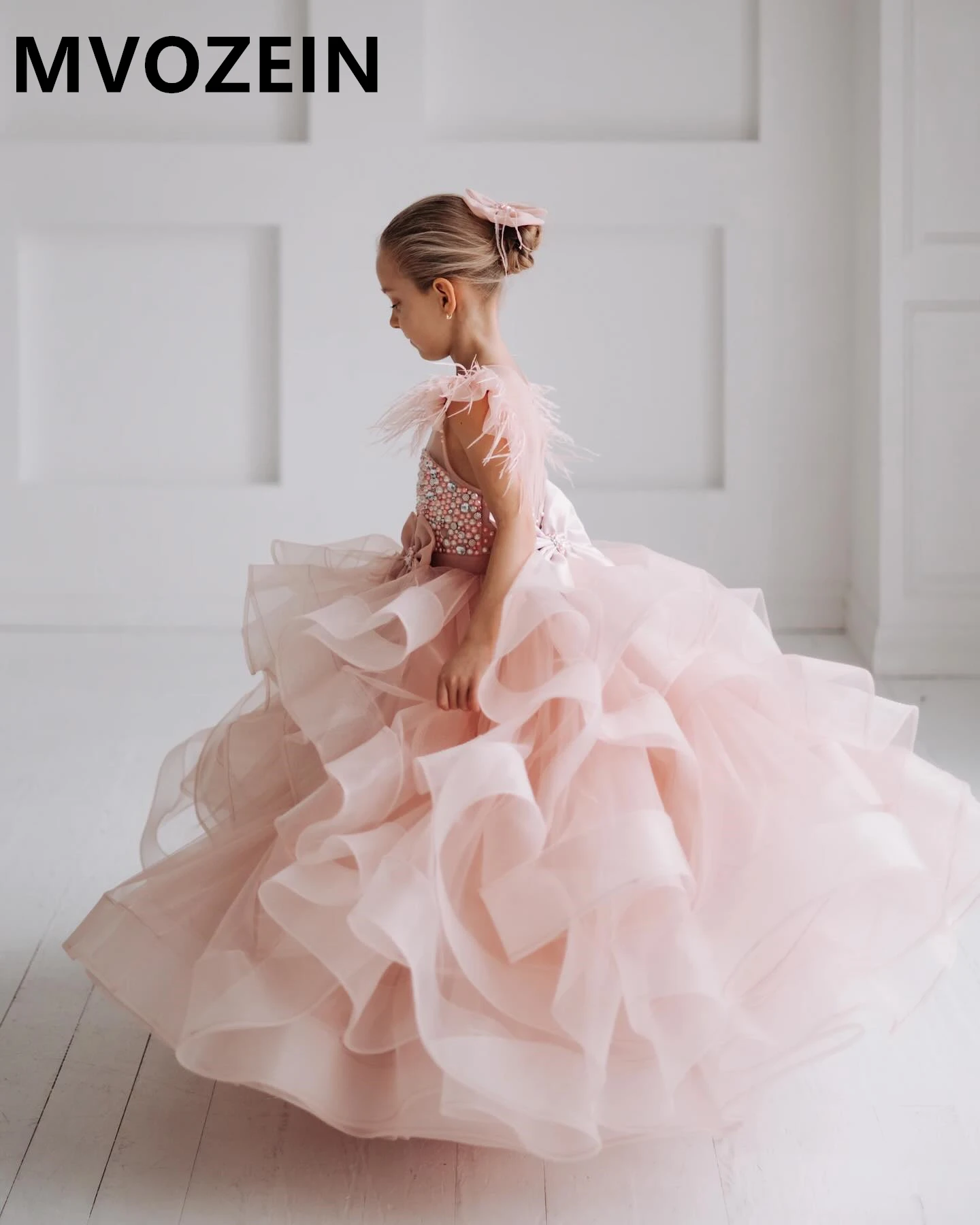 Mvozein-vestido de princesa rosa para niña, vestido hinchado para niña, vestidos de capas para niña de flores, vestido de fiesta de boda para niña linda, vestido de cumpleaños