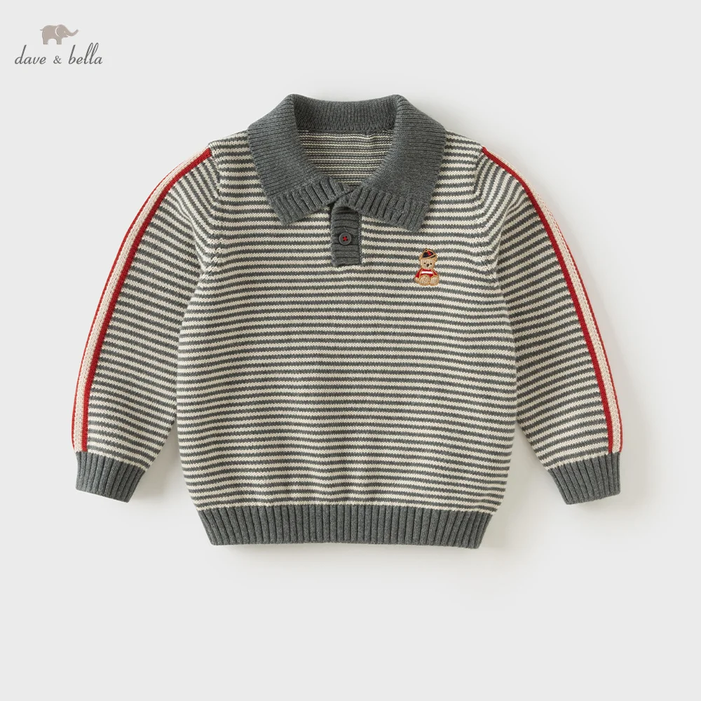 Dave Bella Kids' Autumn Sweater Pullover For Boy's Children's Aged 3 To 12 Sweater Clothing Spring Fashion Stripe Tops DB4263514