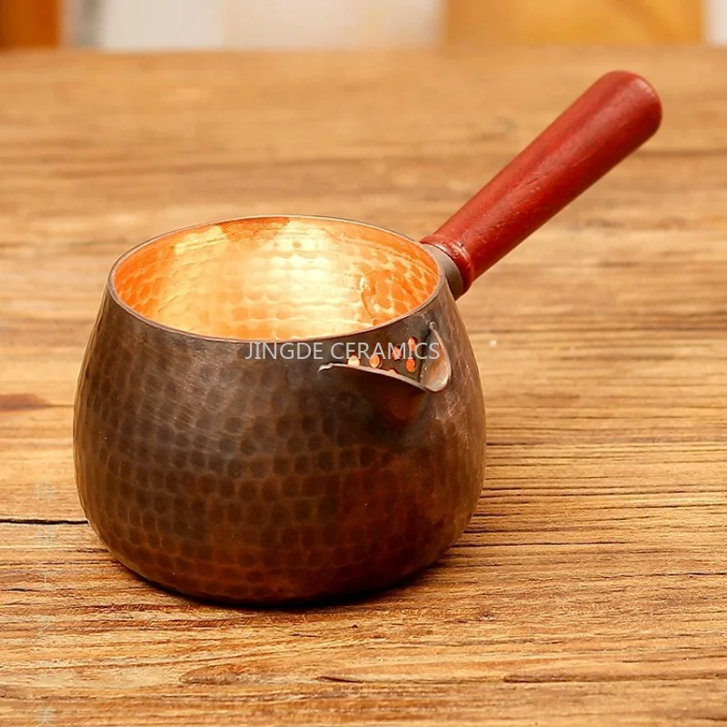 1pc Wooden Handle Teapot, Metal Teapot, Chinese Style Tea Ceremony Accessories, Household Teapot, 400ml, Suitable for Stoves
