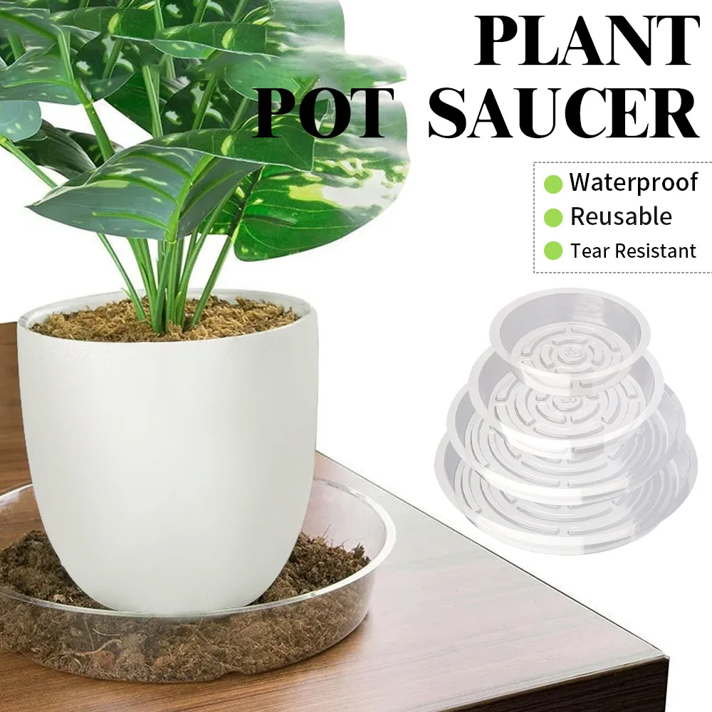قاعدة وعاء نباتات البستانية الشفافة مقاومة للماء ومضادة للانزلاق صينية وعاء منزلية دائرية لتخزين المياه البلاستيكية وصرف البقع #1