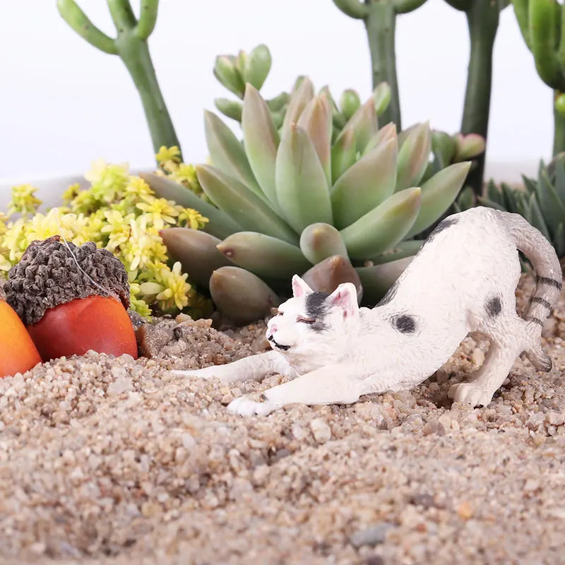 猫ペット子猫黒猫野生猫アクションフィギュア装飾子供ギフトミニチュア動物モデルおもちゃ妖精の庭の置物