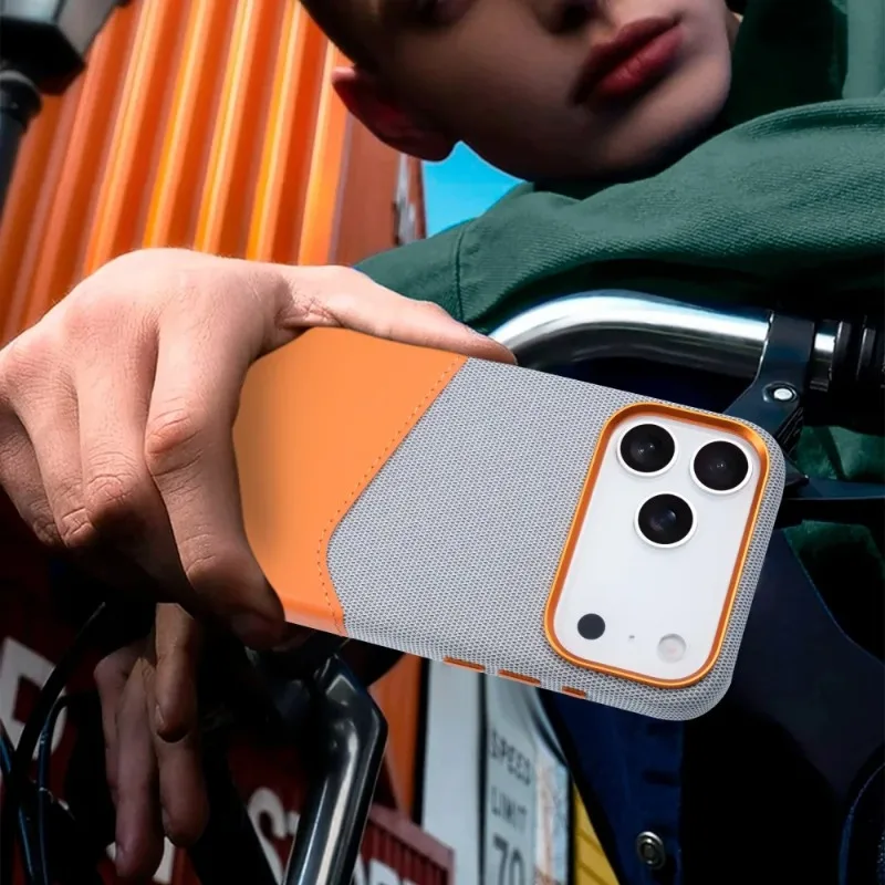 Etui na iPhone 17 Pro Max z teksturą skóry i materiału, z przegródką na karty i magnetycznym zamknięciem, pasujące również do iPhone 16, 15, 14 Plus, 13, 12 — zdjęcie produktu 5