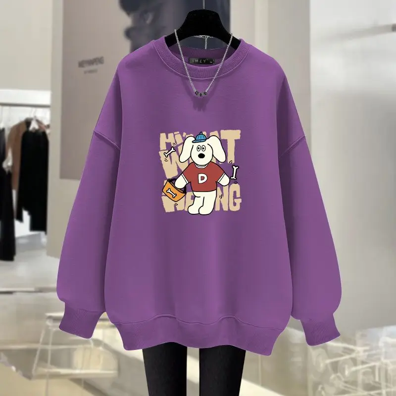 Autumn New Vintage Loose Casual Sweatshirts Women Clothing O-neck Long Sleeve Top Pullovers Fashion Y2K Cartoon Printed Hoodies