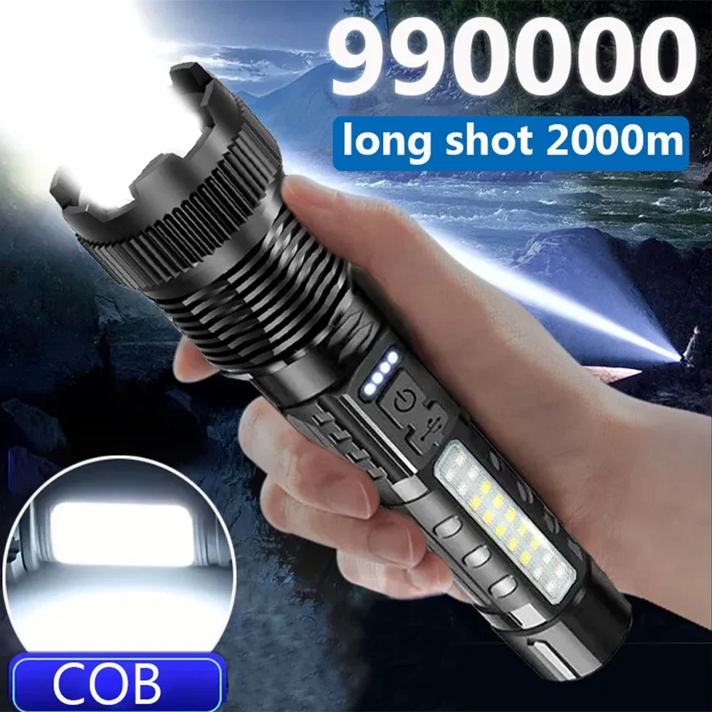 

High Power Led Flashlight Portable Rechargeable Led Lamp Telescopic Zoom Torch Light Camping Hand Lantern Keychain screwdriver