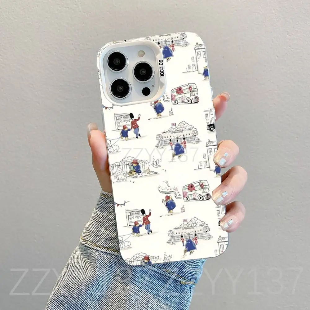 P-PaddingtonS ベア iPhoneケース iPhone 16,15,14,13,12,11,8,7,Pro,Max,Plus,Mini,XS,SE対応 ホワイト キャンディマット 耐衝撃カバー