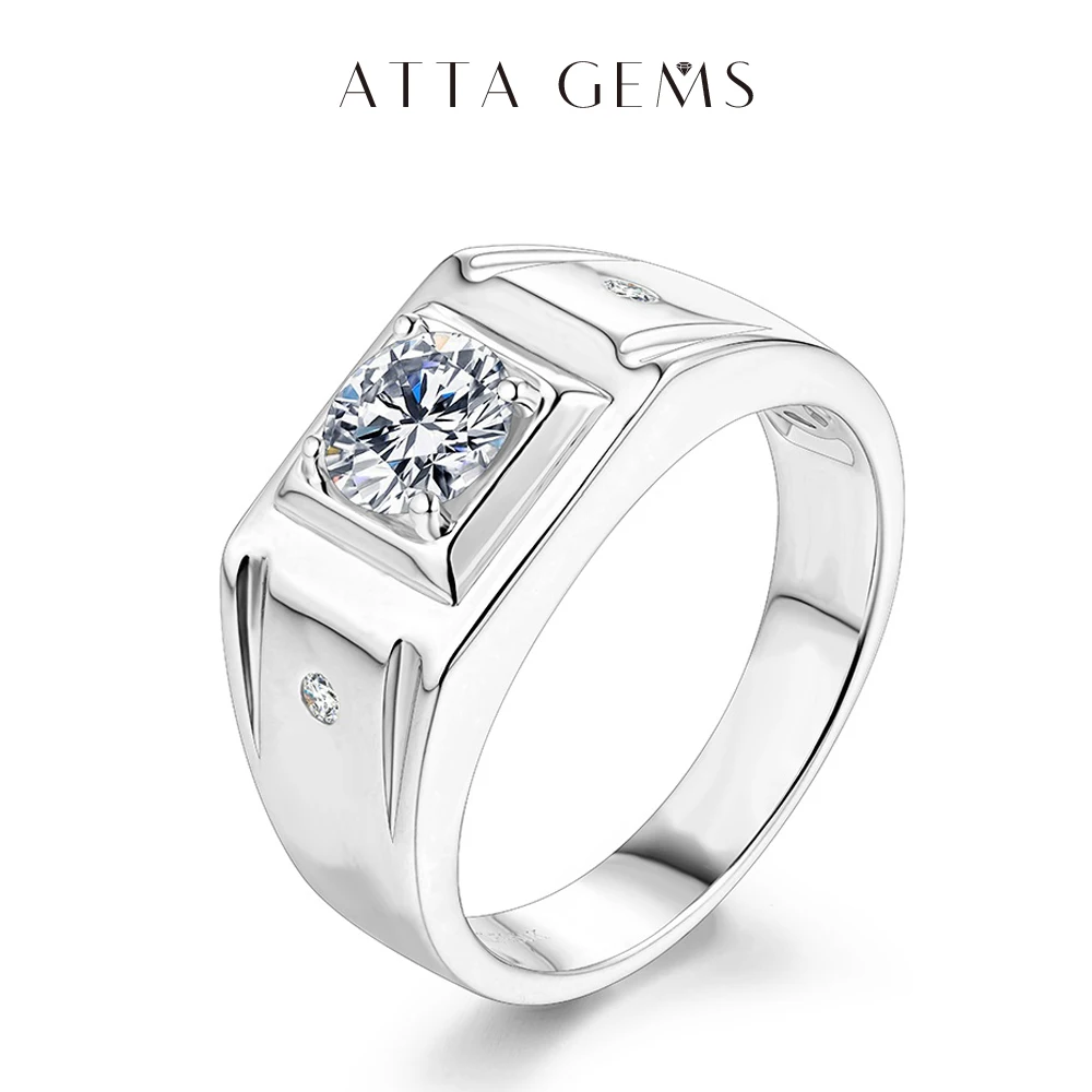 

Кольцо мужское из серебра 6,5 пробы с муассанитом, 1 карат