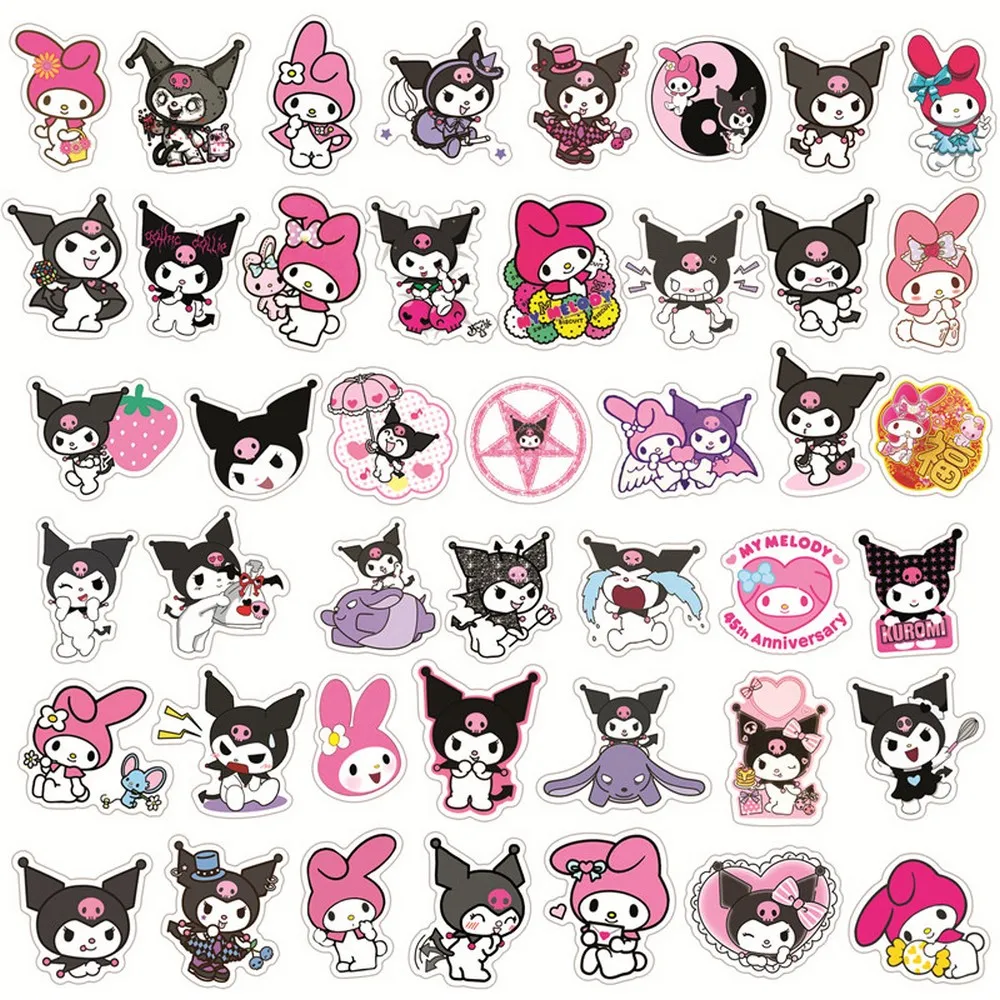 50/100pcs Cute Kuromi My Melody Stickers Notebook Scrapbook Phone Case Freezer Motorcycle Graffiti Decal Waterproof Sticker