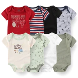 4 stück Baumwolle Neugeborenen Body Druck Baby Mädchen Kleidung 0-12M Cartoon Baby Jungen Kleidung Sommer Kurzarm strampler Bebes