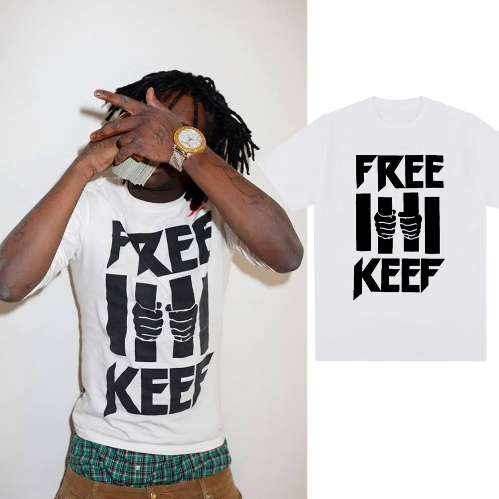 Chief Keef Free Keef Letter Print T Shirt Men's Fashion Vintage T-shirts 100% Cotton Oversized Short Sleeve T Shirts Streetwear